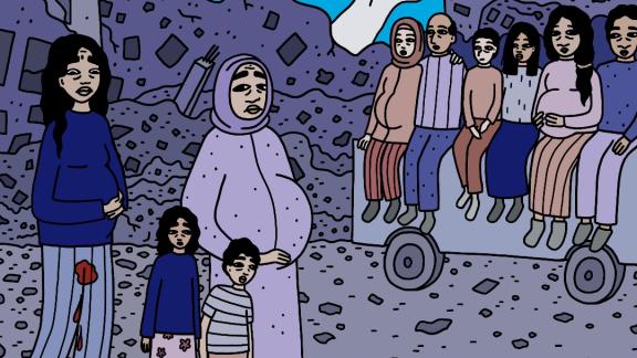 Illustration of pregnant women in Gaza
